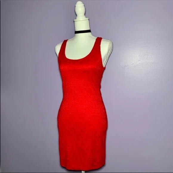 SEE NEW LISTING  NEW Ambiance Apparel Lacy Red Dress - Picture 2 of 5